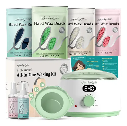 Kit Depilación Cera Verde Con 39 Accesorios Y Calefactor