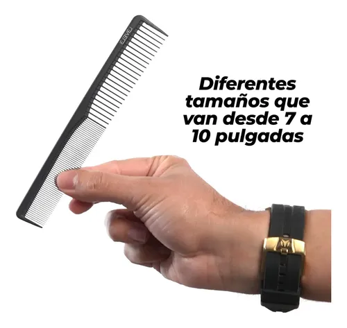 Set De 9 Peines De Cabello Para Barberos De Carbón Level 3 Color Negro