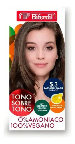 Kit Tintura Coloracion Tono Sobre Tono Biferdil 154gr Tono 5.3 Castaño Claro Dorado