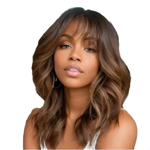 Peluca De Pelo Rizado, Ajustable, Liso U Ondulado, De Longit L203 Brown
