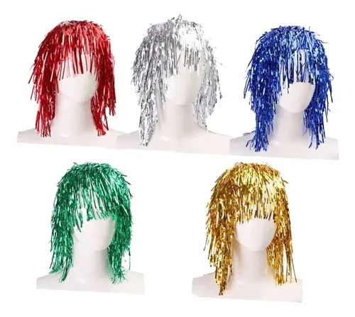 7 Pelucas Metalizadas Varios Colores Cotillón Carioca