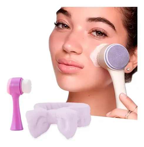 Set Vincha Maquillaje + Cepillo Limpiador Facial Exfoliante