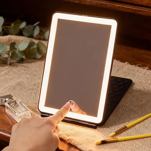 Espejo De Maquillaje Portátil De Alta Gama Con Luz Led, Reca