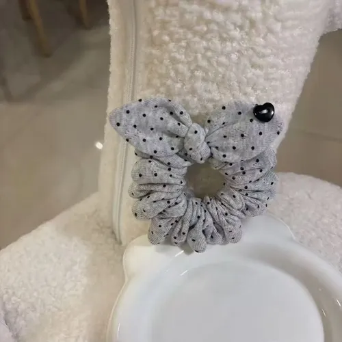 Hair Tie With Korean Polka Dot Bow And Co Bun