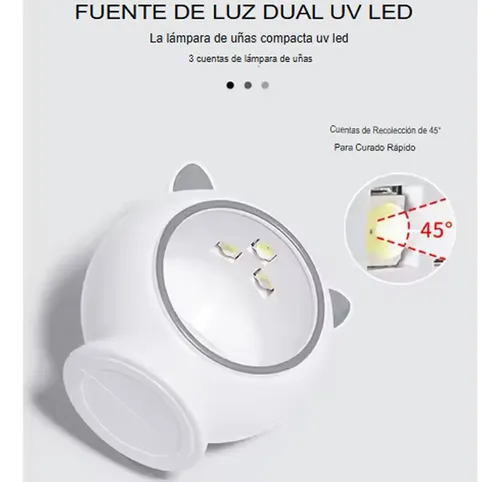 Mini Cabina Uv Led De Gatito Seca Uñas Soft Gel Y Pegamento
