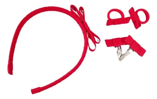 Combo Accesorios Para Nenas Vincha Hebillas Gomitas Escolar Color Bordó Combo Escolar