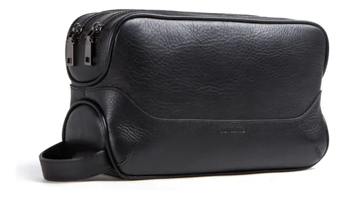 @. Neceseres Bolsa Cuero Neceser Maquillaje Viaje Negro Cuero Y Poliéster