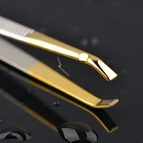 Pinza Para Cejas Curva Portátil Acero Inoxidable