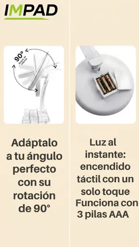 Espejo Redondo Maquillaje Led Táctil Con Organizador Impad