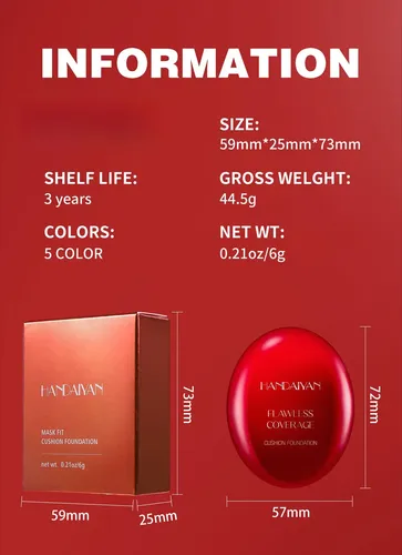 Cojín Base Rojo Natural Cobertura Natural Efecto Piel