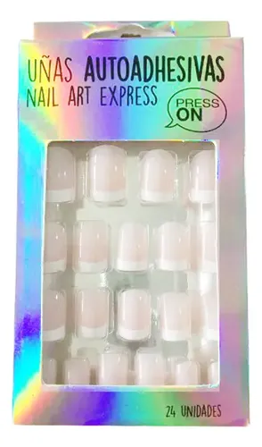 Uñas Autoadhesivas Press On Con Pegamento Reutilizables 16 French