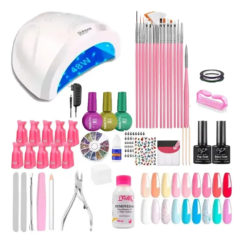 Kit Uñas Gelificadas Manicura Semipermanente Cabina Uv Led