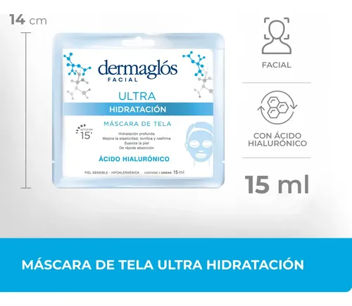 Dermaglós Máscara De Tela Ultra Hidratación 15 Ml. 1 Unidad