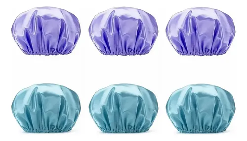 6×gorros Baño Ducha Doble Capa Impermeable Reutilizable Azul