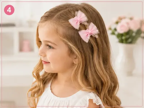 Set X8 Moños Para Nenas Con Broche Hebillas Infantiles Rosa
