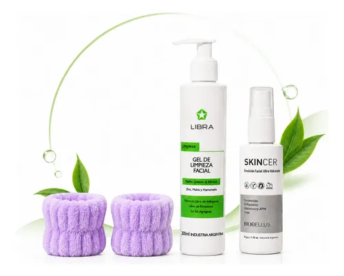 Kit Skincare Piel Mixta Grasa Facial Libra + X2 Muñequeras
