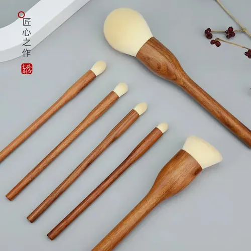 6pcs Sandalwood Makeup Brush For Foundation Blush Blender Bordó