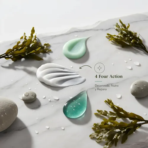 Kit Rizos Hombre con Espirulina Maxima una bomba proteica para que tu pelo crezca fuerte rulos definidos y relajados a la vez Shampoo Acondicionador 4FourAction y Spray, Producto Profesional LineUp