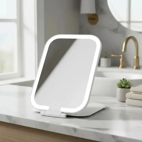 Espejo Con Luz Led Plegable Maquillaje Recargable Usb
