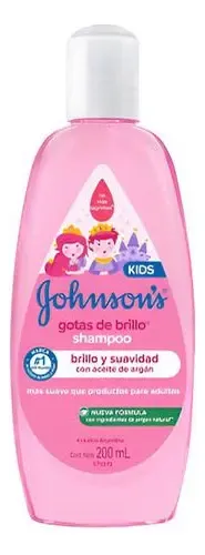 Shampoo Johnson’s shampoo infantil Gotas de Brillo de aceite de argán en botella de 200mL por 1 unidad