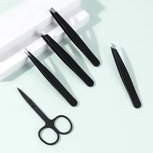 4 Pinzas Para Extensiones De Pestañas Y Depilación De Cejas