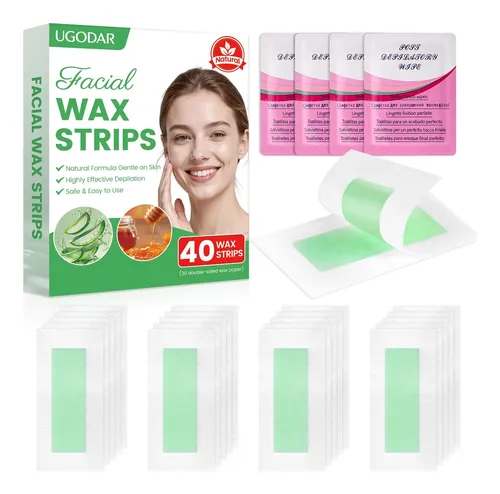 Tiras De Cera Facial Ugodar, 40 Unidades, Fórmula Natural Pa