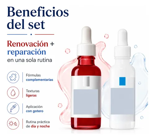 Kit Sérum Azul Reparador + Rojo Renovador Facial Skincare