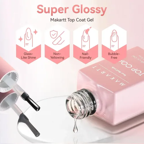 Top Coat Gel Makartt 2 Piezas 8 Ml Brillo Ultraclaro