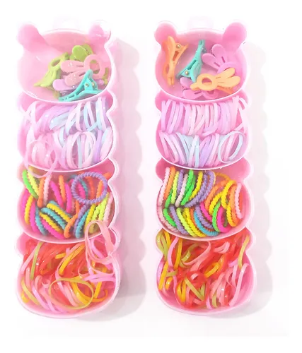 Un Set Box Infantil Colitas Y Hebillas De Pelo Para Nenas