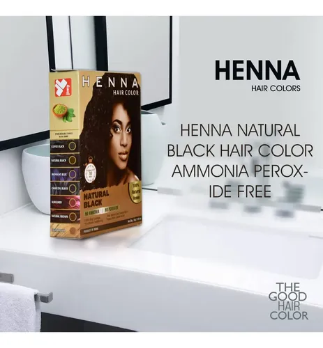 Tinte Semipermanente Negro Natural Con Henna Para El Cabello