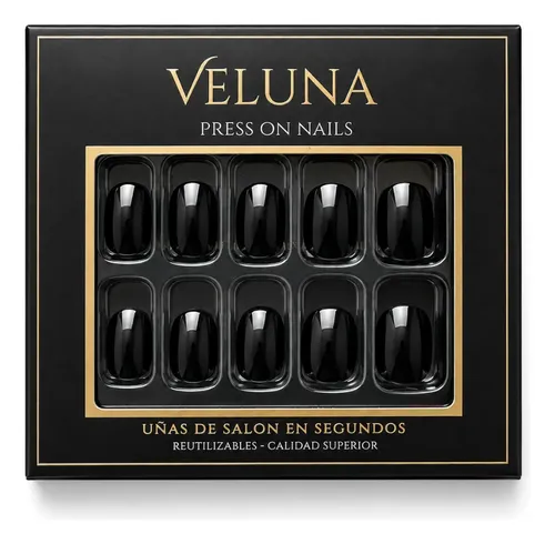 Uñas Press On Cortas Redondeadas Veluna Colores Sólidos Full