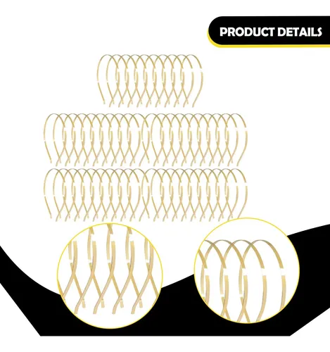 Diadema De Metal Con Base En Blanco, Flexible, Lisa, Oro