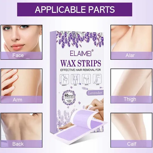 Tiras Cera Dobles Desechable Depilación Lavanda 40 Usos