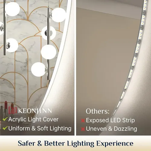 Espejo Led Baño Redondo Grande Luz 3 Colores Antivaho Platea