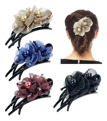 Paquete De 4 Pinzas Decorativas For El Pelo Con Flores