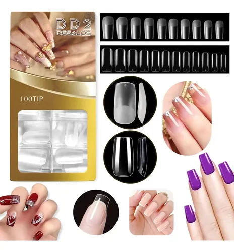 Tips Cuadrado Sistema Gel Caja X100pcs Ultra Fino Uñas