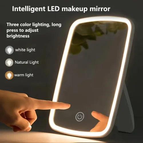 Espejo Maquillaje Led Táctil 3 Luces Regulables Portátil
