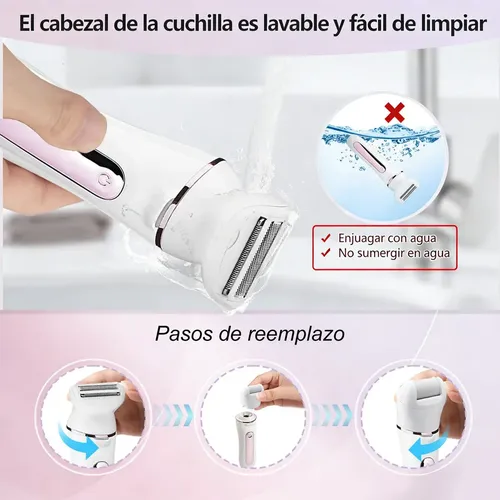 Bikini Facial Recargable 5 En 1 Con Afeitadora Eléctrica Par Rosa