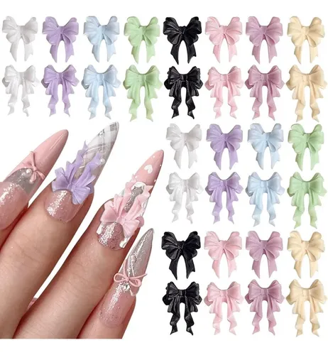 100 Piezas De Lazos Coloridos For Uñas, Lazos De Cinta