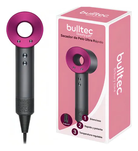 Secador Pelo Bulltec DS2442 Iónico Profesional 1600W Gris Fucsia Alta Velocidad