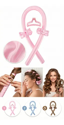 Kit Rulos Sin Calor Cabello Vincha Rizadora Pelo Satinada