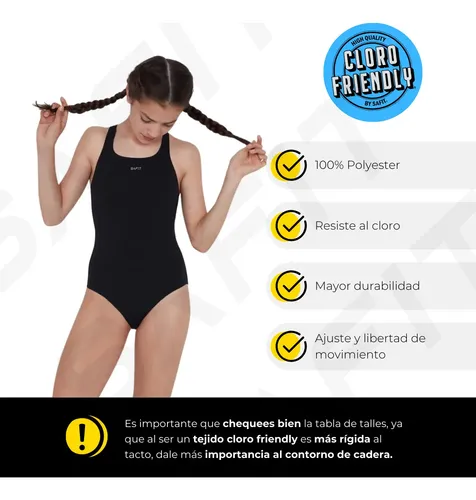 Malla Natacion Nena + Gorro Tela + Antiparras Safit Niña
