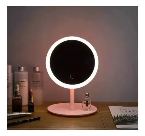 Espejo De Maquillaje 3 Modos Luces Led  Con Base Carga Usb