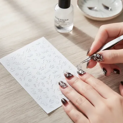 Pegatinas Para Uñas Con Flores Doradas, Decoración Diy
