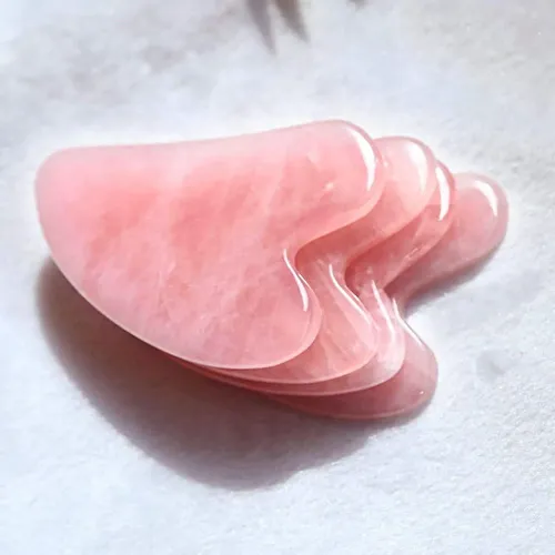 Tabla Gua Sha De Cuarzo Rosa (corazón) – Piedra Natural