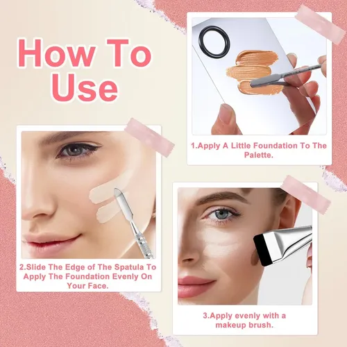 Paleta Mezcladora De Maquillaje Con Espatula Y Brocha 4pz