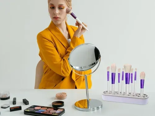 Organizador De Brochas Silicona Gris Claro Para Maquillaje G