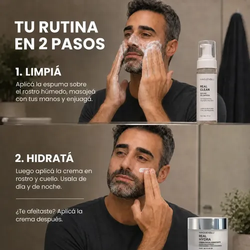 Kit skincare para hombres | Crema hidratante, Limpiador facial y Neceser | Combo para viaje, gimnasio, después de afeitarte