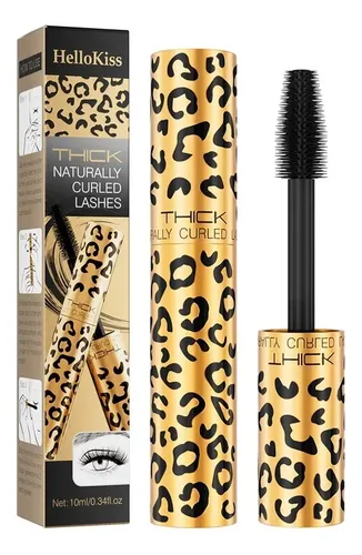 Tubo Con Estampado De Leopardo Dorado, Rímel Negro Espeso Y