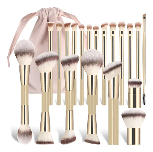 Set De 20 Brochas De Maquillaje Multifuncionales Y 1 Bolsa D